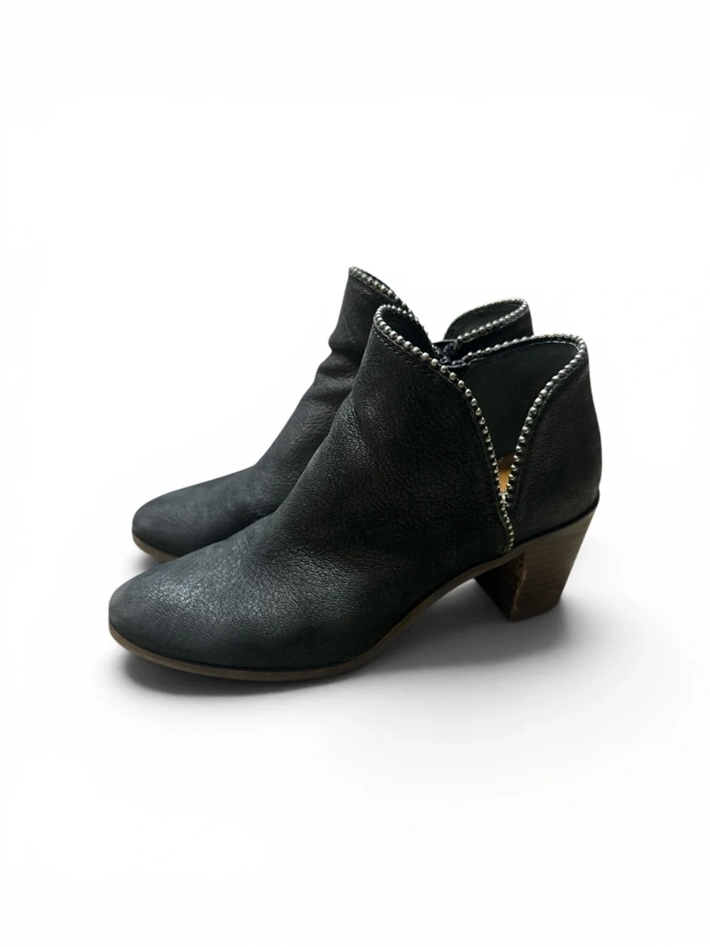 Lucky Brand Black Leather Pincah Studded Ankle Booties size 8